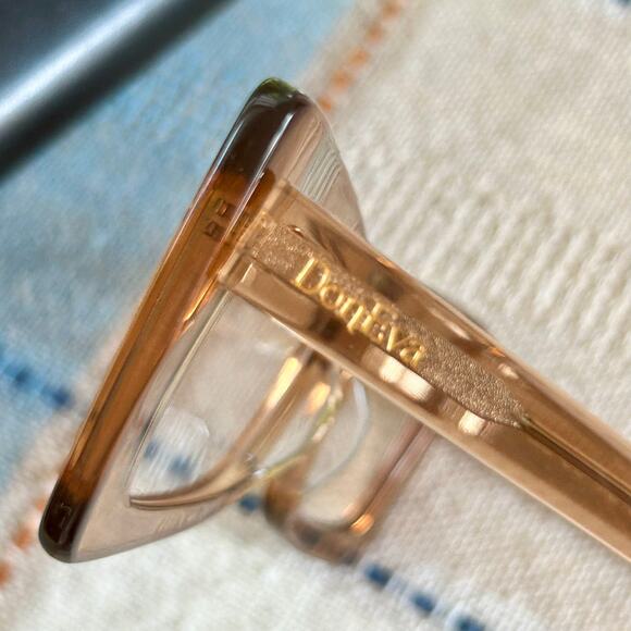 DonEva Eyeglass Frames – VFP0236-01 Cat Eye Style in Transparent Amber with Case - Picture 3 of 12
